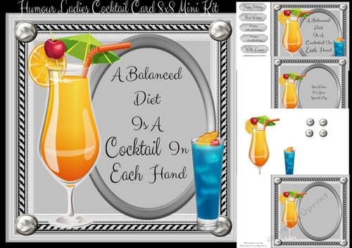 Humour Ladies Cocktail Card 8x8 Mini Kit