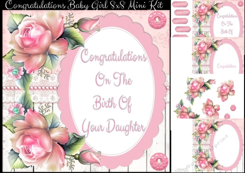 Congratulations Baby Girl 8x8 Mini Kit
