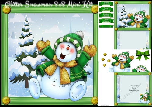 Glitter Snowman 8x8 Mini Kit 
