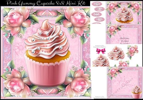 Pink Yummy Cupcake 8x8 Mini Kit