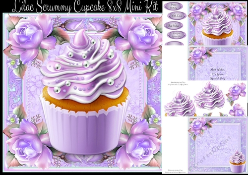 Lilac Scrummy Cupcake 8x8 Mini Kit