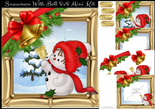 Snowman With Bell 8x8 Mini Kit