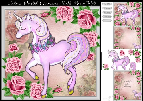 Lilac Pastel Unicorn 8x8 Mini Kit