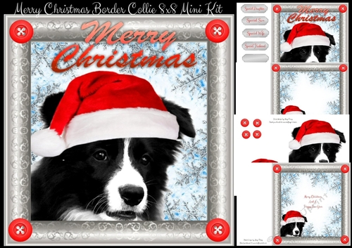 Merry Christmas Border Collie 8x8 Mini Kit