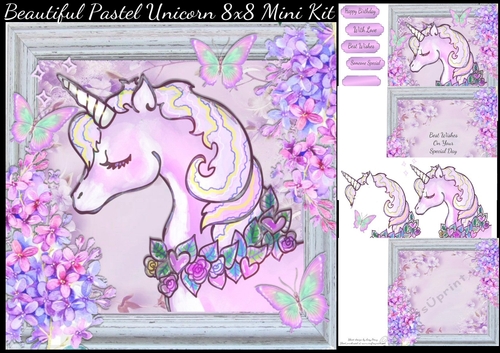 Beautiful Pastel Unicorn 8x8 Mini Kit