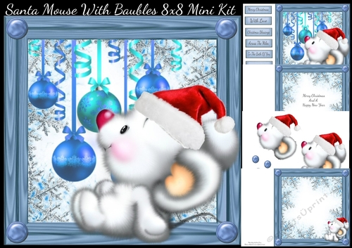Santa Mouse With Bauble 8x8 Mini Kit