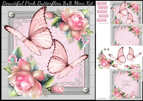 Beautiful Pink Butterflies 8x8 Mini Kit