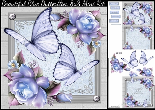Beautiful Blue Butterflies 8x8 Mini Kit