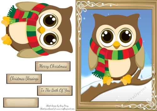 Festive Owl With Stripe Scarf