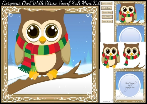 Gorgeous Owl With Stripe Scarf 8x8 Mini Kit 