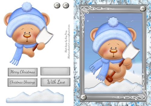 Cute Snow Shoveling Teddy Bear