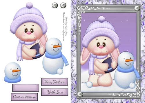 Gorgeous Bunny With Snowman