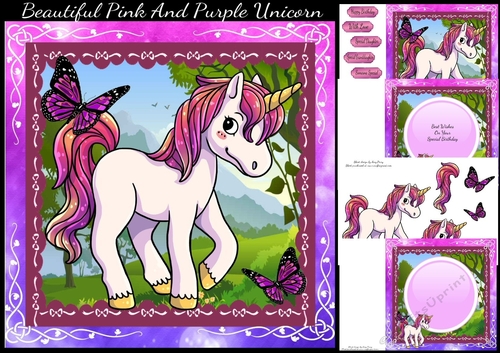 Beautiful Pink And Purple Unicorn 8x8 Mini Kit