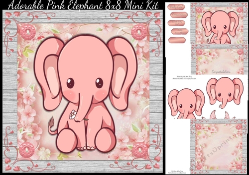 Adorable Pink Elephant 8x8 Mini Kit