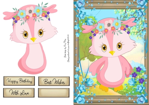 Gorgeous Pink Owl With Flowers