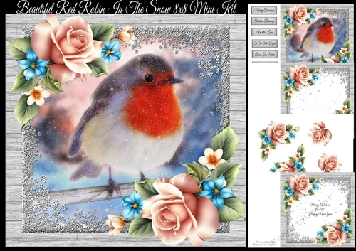 Beautiful Red Robin In The Snow 8x8 Mini Kit