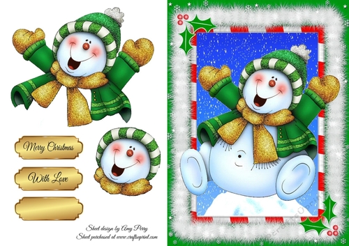Beautiful Green Glitter Snowman
