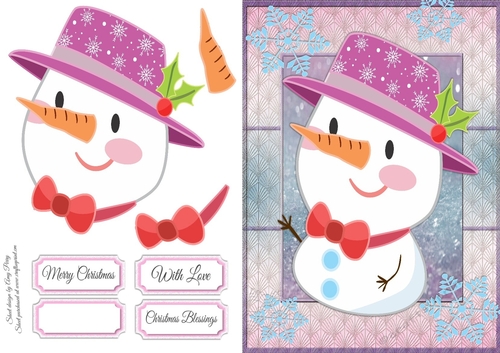 Cute Snowman With Lilac Hat
