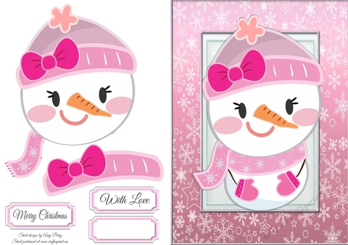 Cute Snowman With Pink Hat