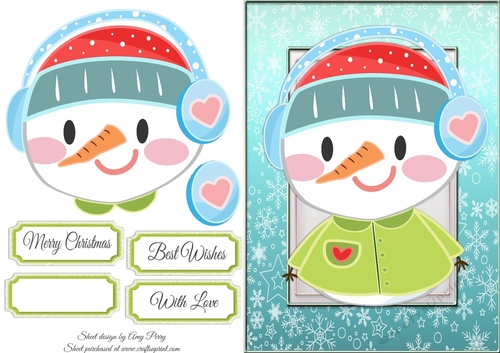 Cute Snowman In Blue Ear Muffs
