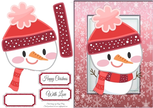 Cute Snowman In Red Hat