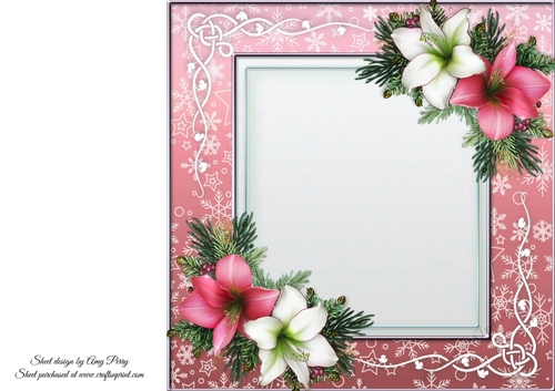 Beautiful Pink Christmas Frame With Lillies 8x8