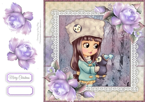 Pretty Girl With Penguin Friend 8x8