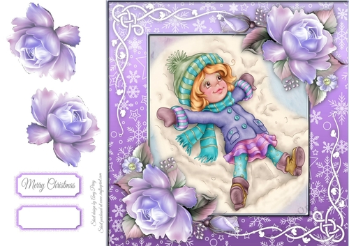Little Girl Doing Snow Angels 8x8