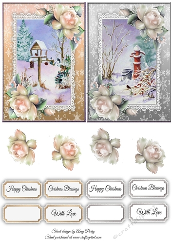 2 6x4 Christmas Scene Gold & Silver toppers