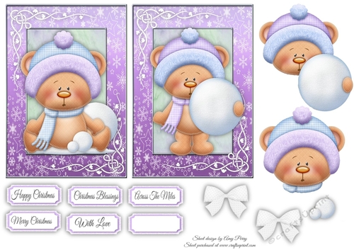 2 6x4 Bears With Purple & Blue Hats Toppers