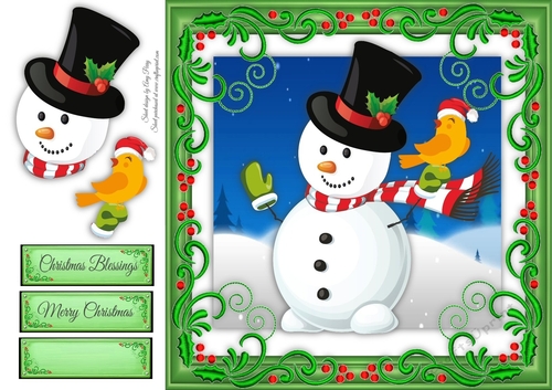 Snowman With Top Hat 8x8