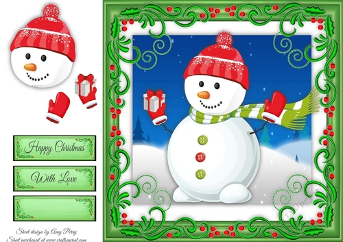 Snowman With Red Hat 8x8