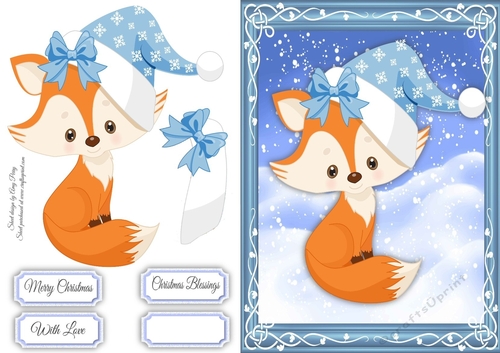 Gorgeous Fox With Blue And White Snowflake Hat