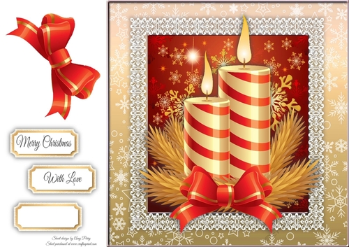 Beautiful Gold & Red Candles 8x8