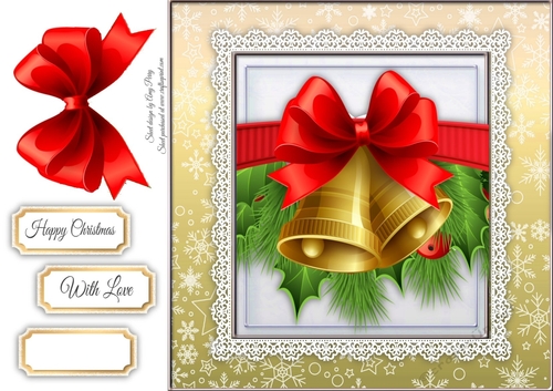 Beautiful Red Bow With Bells 8x8