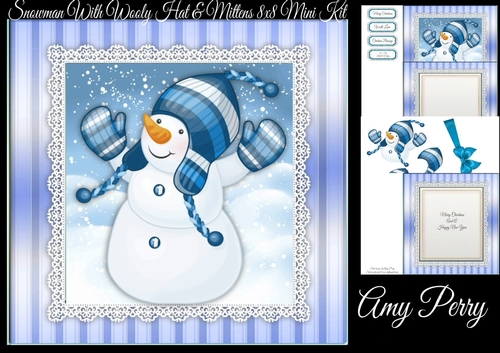 Snowman With Woolly Hat & Mittens 8x8 Mini Kit