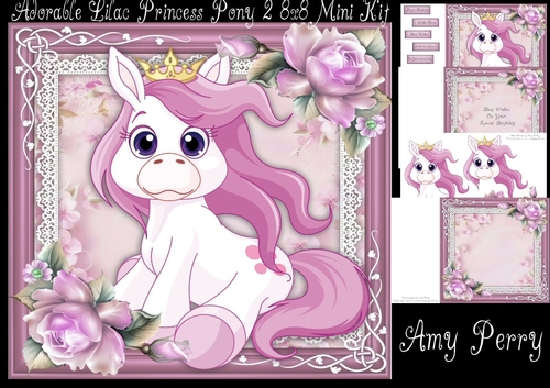 Adorable Lilac Princess Pony 2 8x8 Mini Kit
