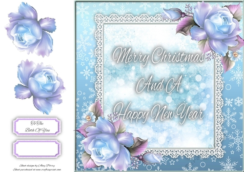 Merry Christmas And A Happy New Year Blue 8x8