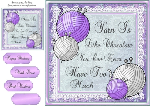 Humorous Knitting Purple 8x8
