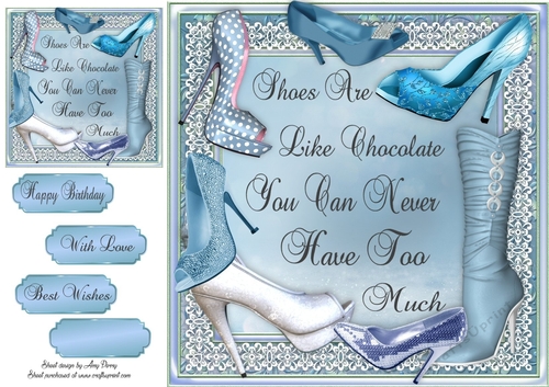 The Shoe-a-holic Blue  8x8