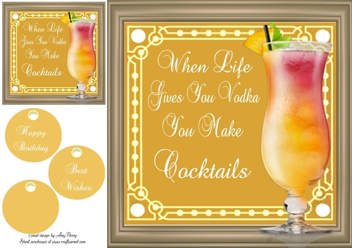 Yummy Orange & Pink Cocktail 8x8
