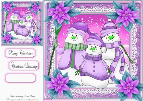 Lilac Snowman Family 8x8