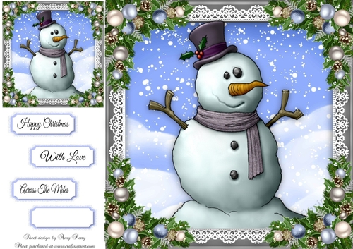 Snowman In Top Hat 8x8