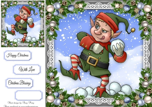 Cheeky Snowball Elf 8x8