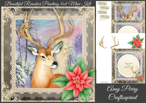 Beautiful Reindeer Painting 8x8 Mini Kit 