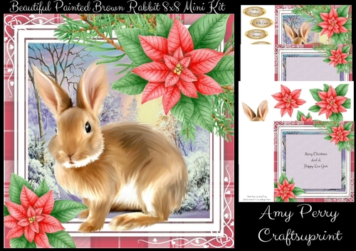 Beautiful Painted Brown Rabbit 8x8 Mini kit