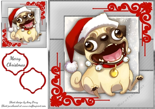 Funny Christmas Pug 8x8