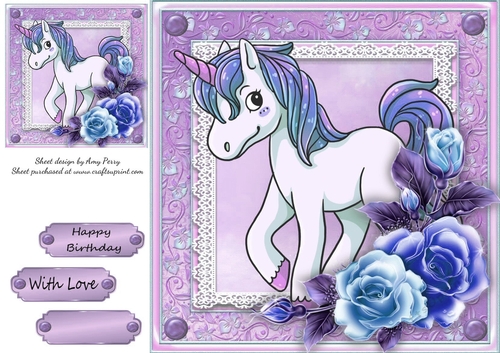 Beautiful Blue Unicorn 8x8