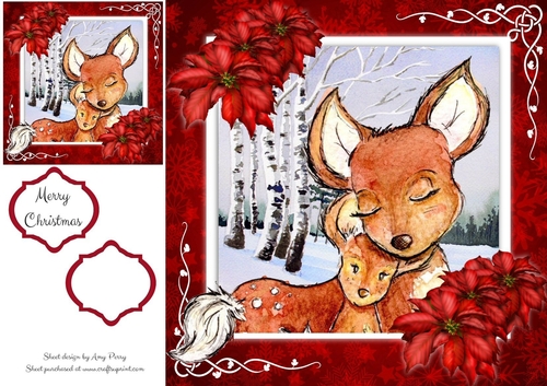 Beautiful Mum & Baby Fox 8x8