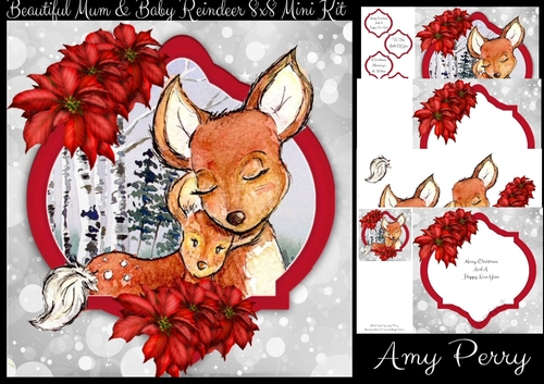 Beautiful Mum & Baby Reindeer 8x8 Mini Kit